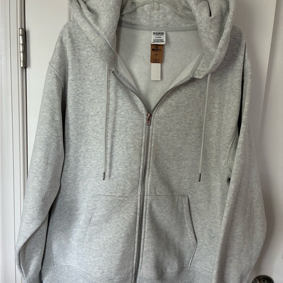 NWT Victoria's Secret PINK Gray Full-Zip Oversized Hoodie - Picture 1 of 6